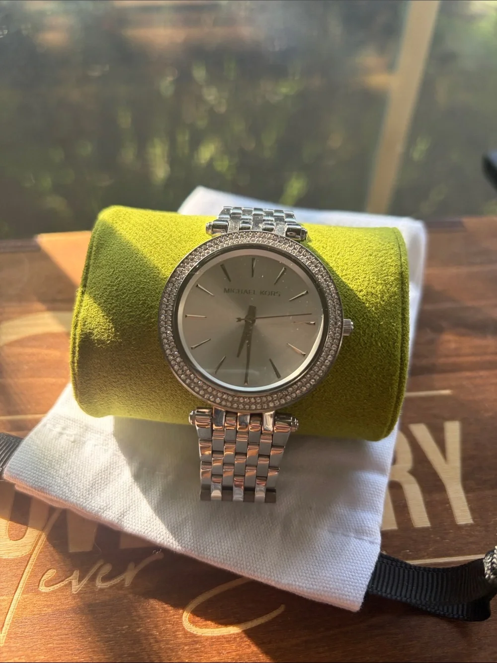 Michael Kors Silver Stainless Steel Crystal-Trim Watch